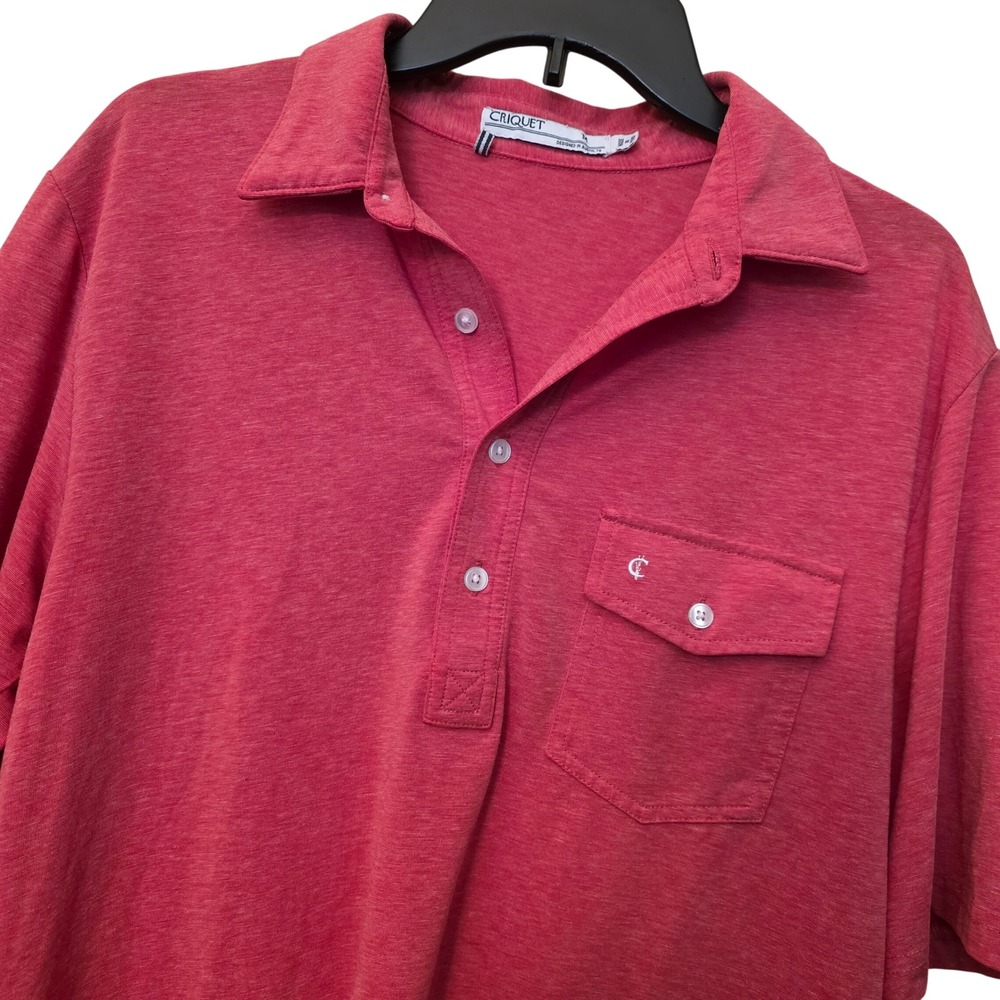 Criquet Performance Players Shirt Mens Medium Red Heather Pima Cotton Blend Polo